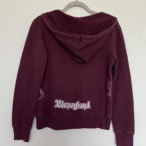 DISNEYLAND Vintage Tinker bell Hooded Sweatshirt Embroidered Skulls Purple SMALL - Picture 7 of 11